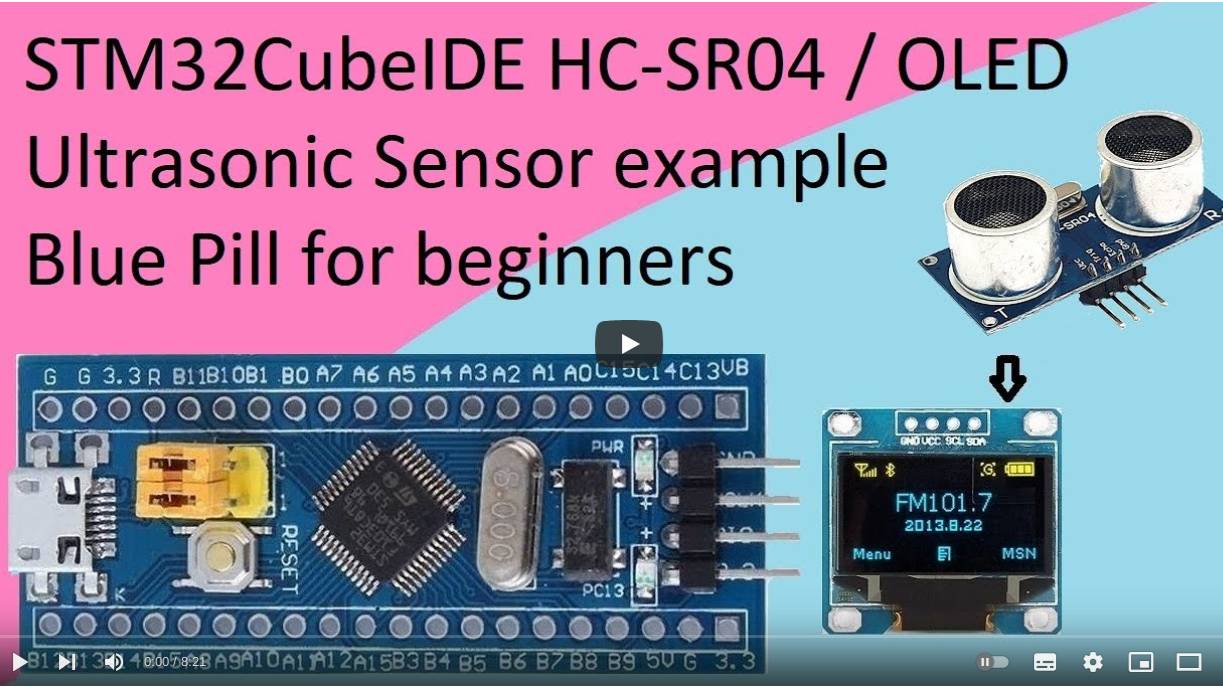 43. STM32CubeIDE Ultrasonic Distance Sensor. HC-SR04 - OLED with STM32F103C8T6 смотреть онлайн