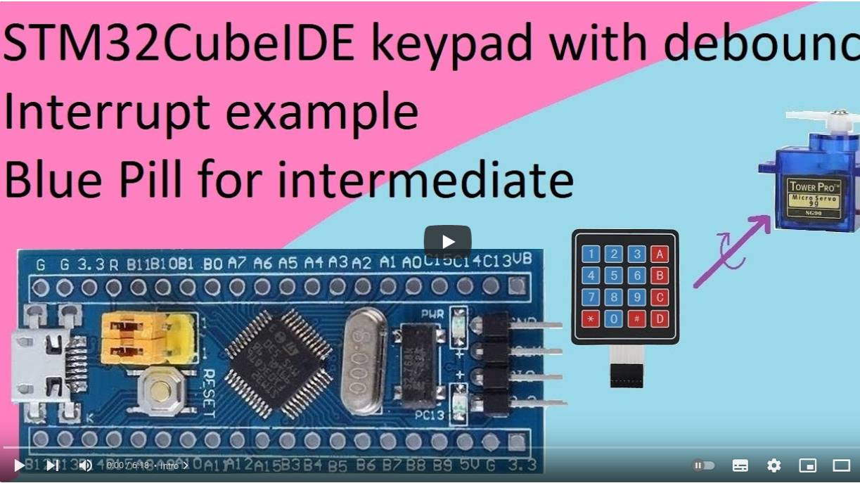 36. STM32CubeIDE Servo by keypad with STM32F103C8T6 смотреть онлайн