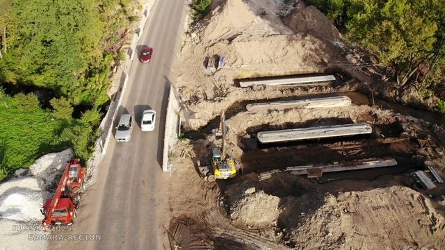 Продолжается работа по реконструкции моста через реку Курумоч / Самарская область / Russia