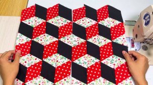 3D лоскутное одеяло. Шаблон для кубического одеяла