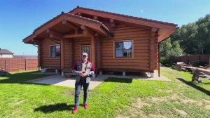 Одноэтажный дом из бревна 150 м2. Шлифовка и покраска дома
