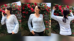 ✨️Пуловер крючком "Чистое небо"✨️Экспресс МК ✨️