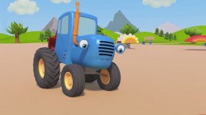 Синий трактор на детской площадке - ПЕСОЧНЫЙ ЗАМОК - Мультики про машинки