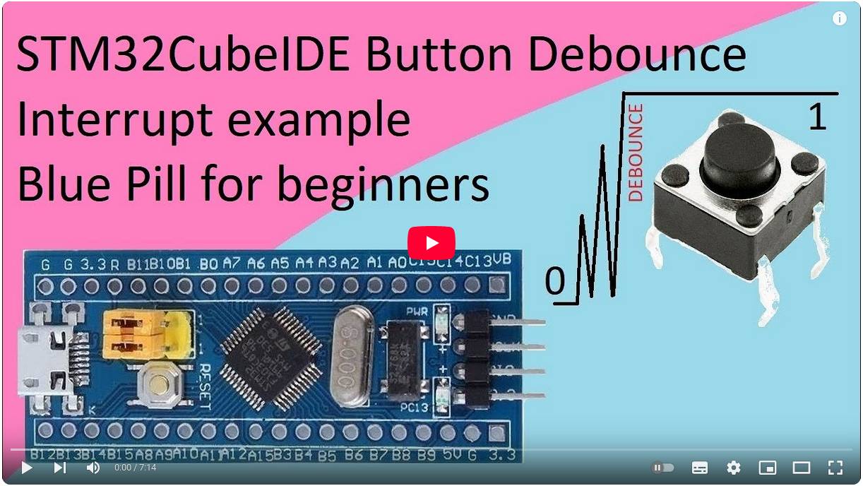 34. STM32CubeIDE Button Debounce. Interrupt With STM32F103C8T6