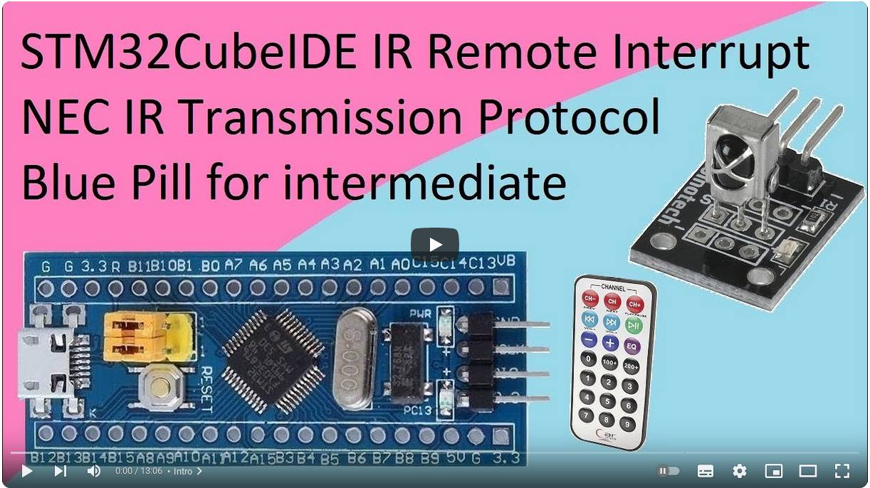 72. STM32CubeIDE IR Sensor Remote Interrupt. NEC Infrared Transmission Protocol with STM32F103C8T6 смотреть онлайн