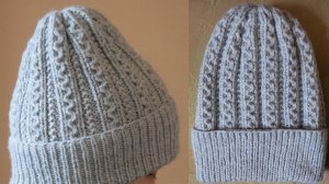 ОБЪЕМНАЯ ТЕПЛАЯ ВЯЗАНАЯ ШАПКА СПИЦАМИ С ОТВОРОТОМ. ПОДРОБНЫЙ ПОПЕТЕЛЬНЫЙ МАСТЕР-КЛАСС