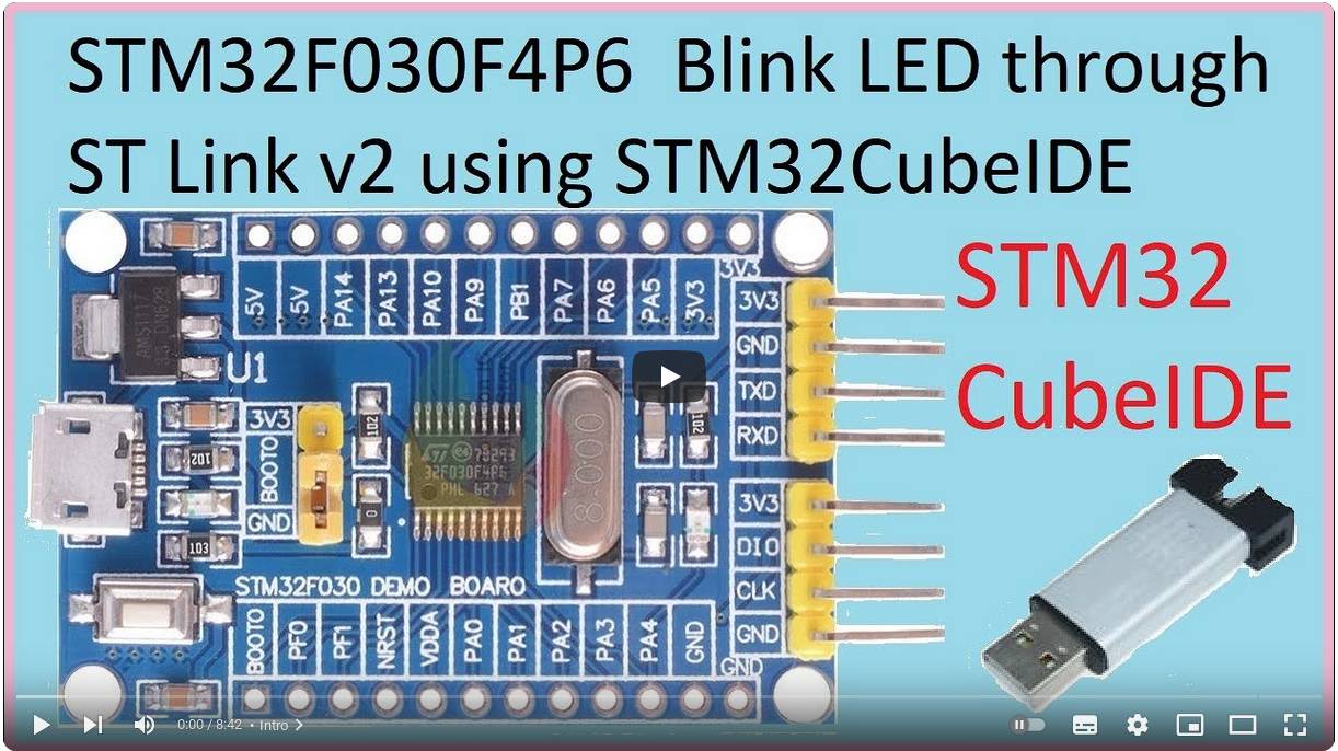 78. STM32F030F4P6 Blink LED through ST LINK V2 using STM32 CubeIDE смотреть онлайн