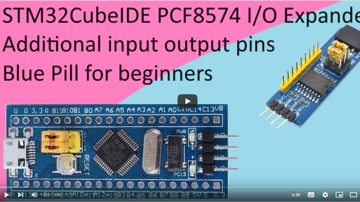 111. PCF8574 IO Expander with STM32 F103C8T6 STM32CubeIDE смотреть онлайн