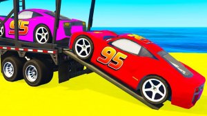 Цветные машинки, большой грузовик и супергерои! Смотреть мультики про машинки с Человеком-пауком.