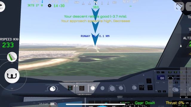 Посадка а 350-1000 на короткую впп