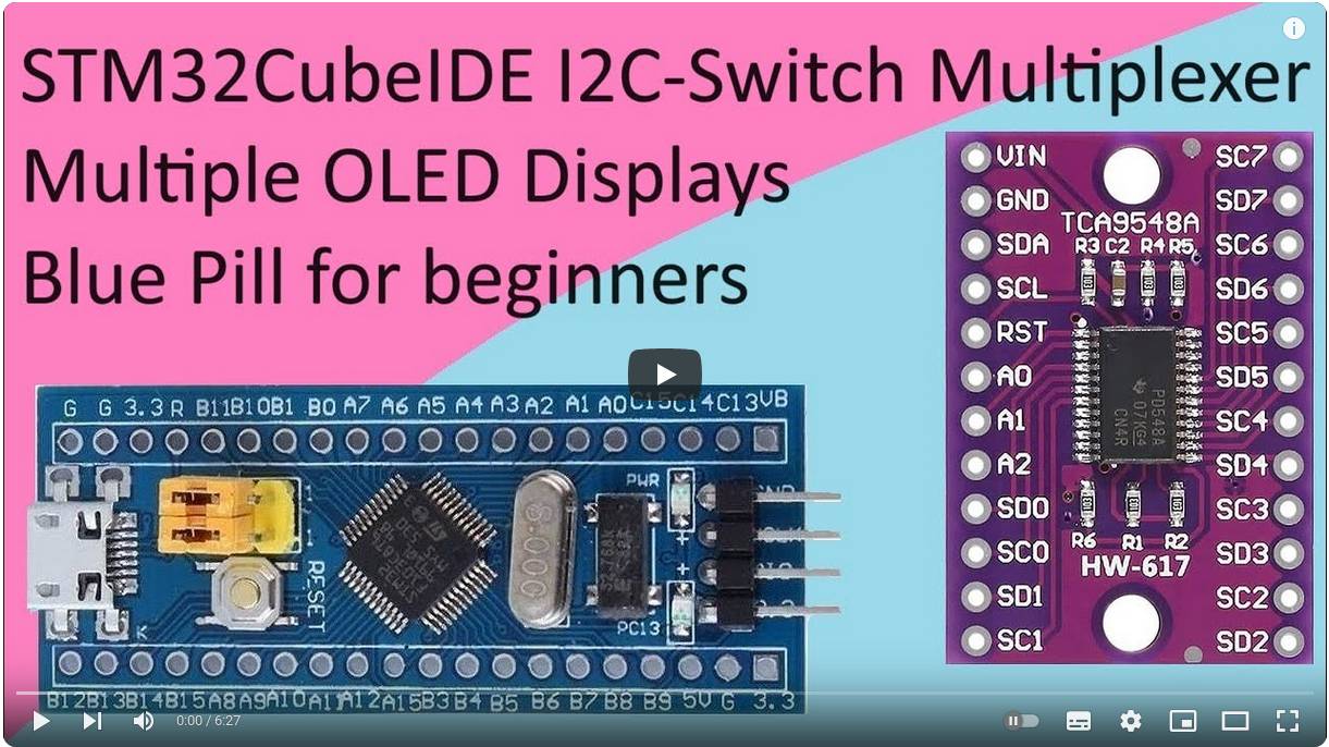 110. TCA9548A I2C Multiplexer with STM32 F103C8T6 STM32CubeIDE смотреть онлайн