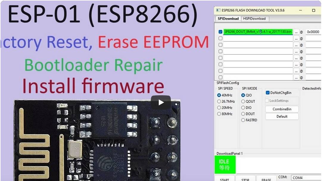 104. ESP-01 Install firmware - Factory Reset - Bootloader Repair смотреть онлайн