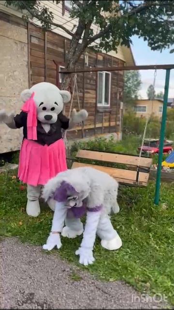 #мишка #барсик #на качелях