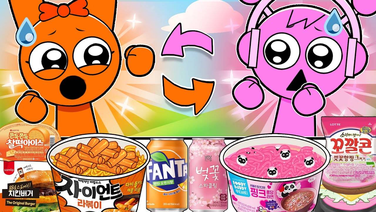 СПРУНКИ, Но ПОМЕНЯЛИСЬ ЦВЕТАМИ! - Пинки против ОРАНЖЕВО-РОЗОВОГО МУКБАНГА в круглосуточном магазине смотреть онлайн