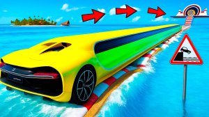 ПРОЕХАЛ ВОДНЫЕ КОЧКИ НА САМОЙ ДЛИННОЙ BUGATTI CHIRON В ГТА 5! ЭКСПЕРИМЕНТЫ В GTA 5