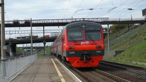 Электропоезд ЭД9М-0034. Покатушки от Присягино до Гребного канала+отправление.