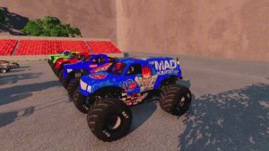 МУЛЬТИКИ ПРО МАШИНКИ 4К Эпические прыжки и столкновения на скоростном монстр-траке Beamng Drive #3