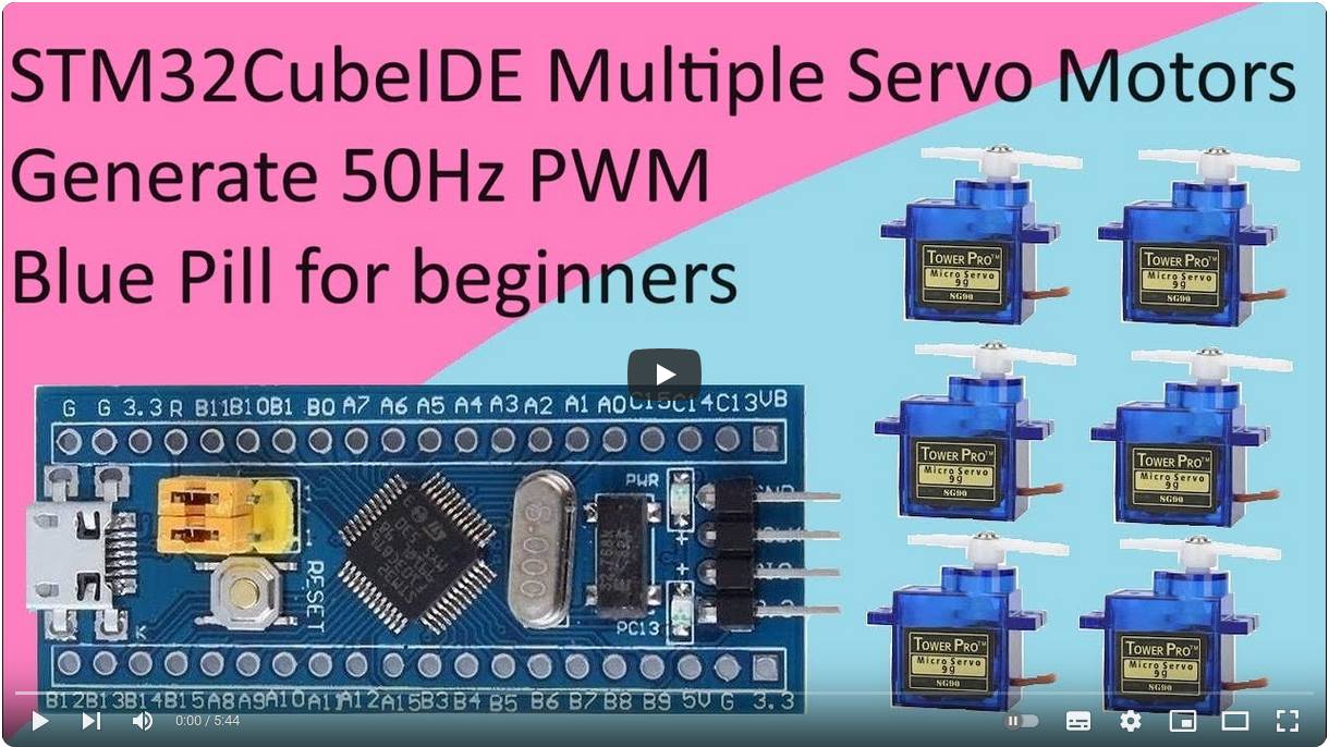 112. STM32CubeIDE Multiple Servo Motors. PWM with STM32 F103C8T6 смотреть онлайн