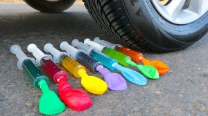 Машина давит предметы колесом! Давим цветные шарики! Сборник экспериментов! Залипалка ASMR