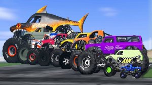 МУЛЬТИКИ ПРО МАШИНКИ 4К Эпические прыжки и столкновения на скоростном монстр-траке Beamng Drive #2