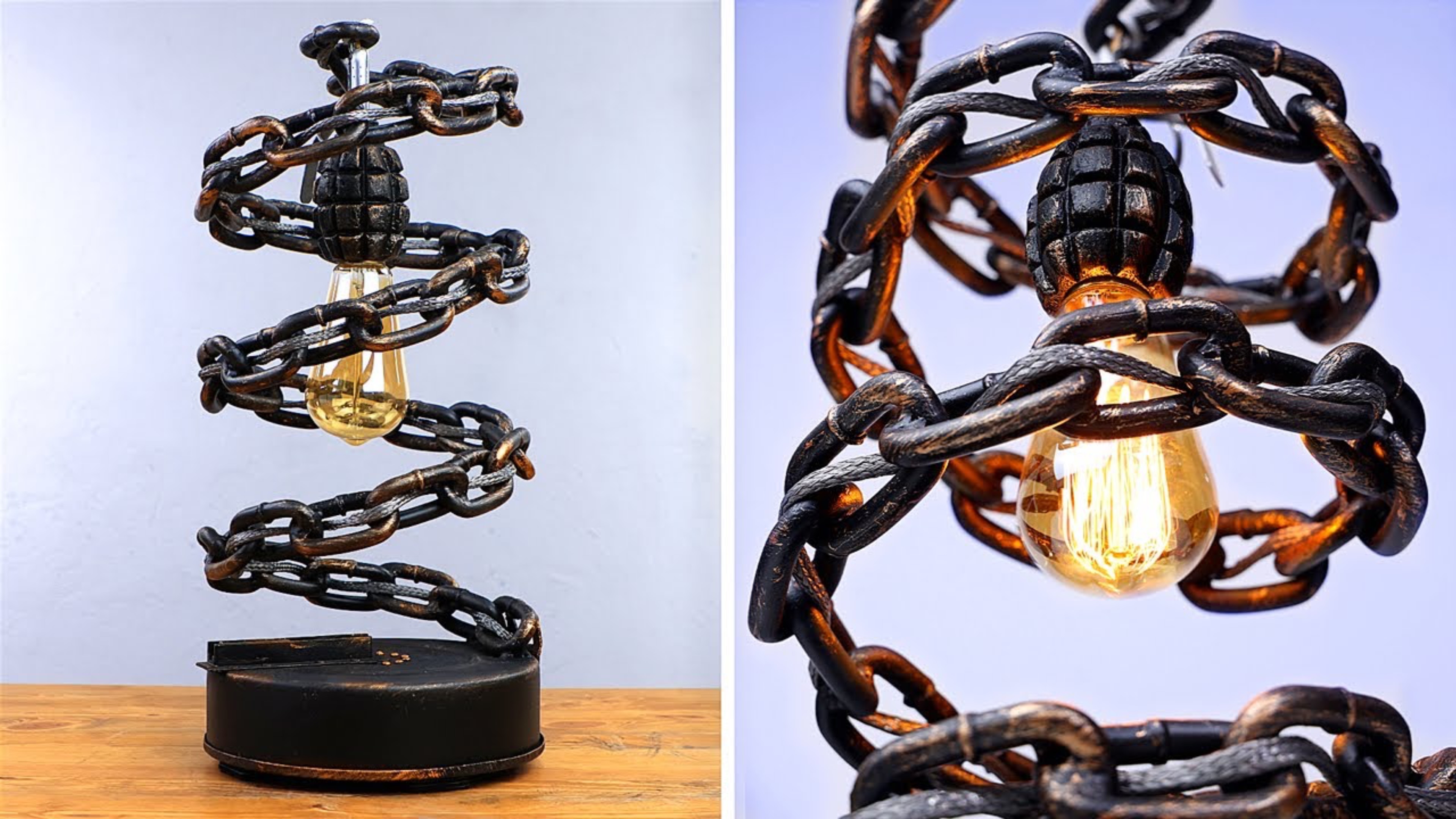 Создание настольной лампы из гранаты своими руками