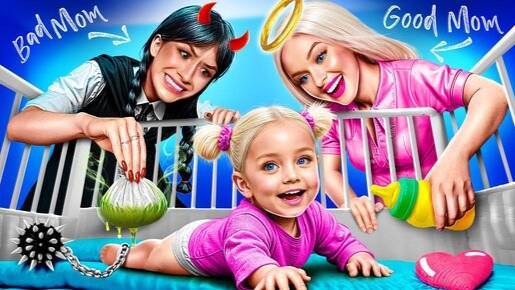 Хорошая Мама Барби VS Плохая Мама Уэнсдей! Богатая Барби и Бедная Уэнсдей Аддамс удочерили меня! смотреть онлайн