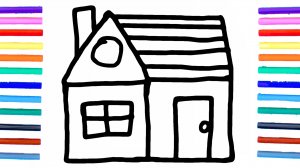 Мультик - раскраска для детей ДОМ. Учимся как рисовать ДОМИК вместе с детьми