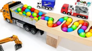 Забег мраморных шариков Склон ☆ Самосвал Экскаватор Скорая помощь Погрузчик Мусоровоз Трактор