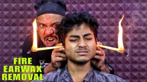 Fire Earwax Removal By Asim Barber ｜ Ear Cleaning by Ear Candles ｜ Head Massage & Neck Cracking ASMR