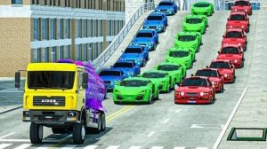 уличная пробка - АВТОМОБИЛИ и МОТОЦИКЛЫ с ГРУЗОВИКОМ-МОНСТРОМ и полицейской машиной!