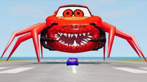 ЭПИЧНЫЙ ПОБЕГ ОТ ДИНОЗАВРА МОЛНИЯ МАККУИН МОНСТР - ПАУК ПРОТИВ МАШИН В BEAMNG DRIVE