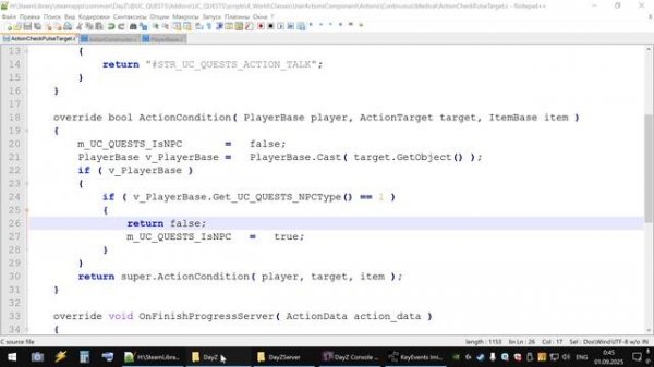 DayZ Ultima Quest Actions Disable