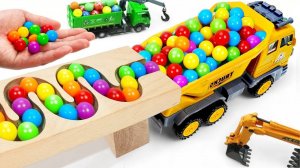 Забег мраморных шариков Склон ☆ Самосвал Экскаватор Скорая помощь Погрузчик Мусоровоз Трактор