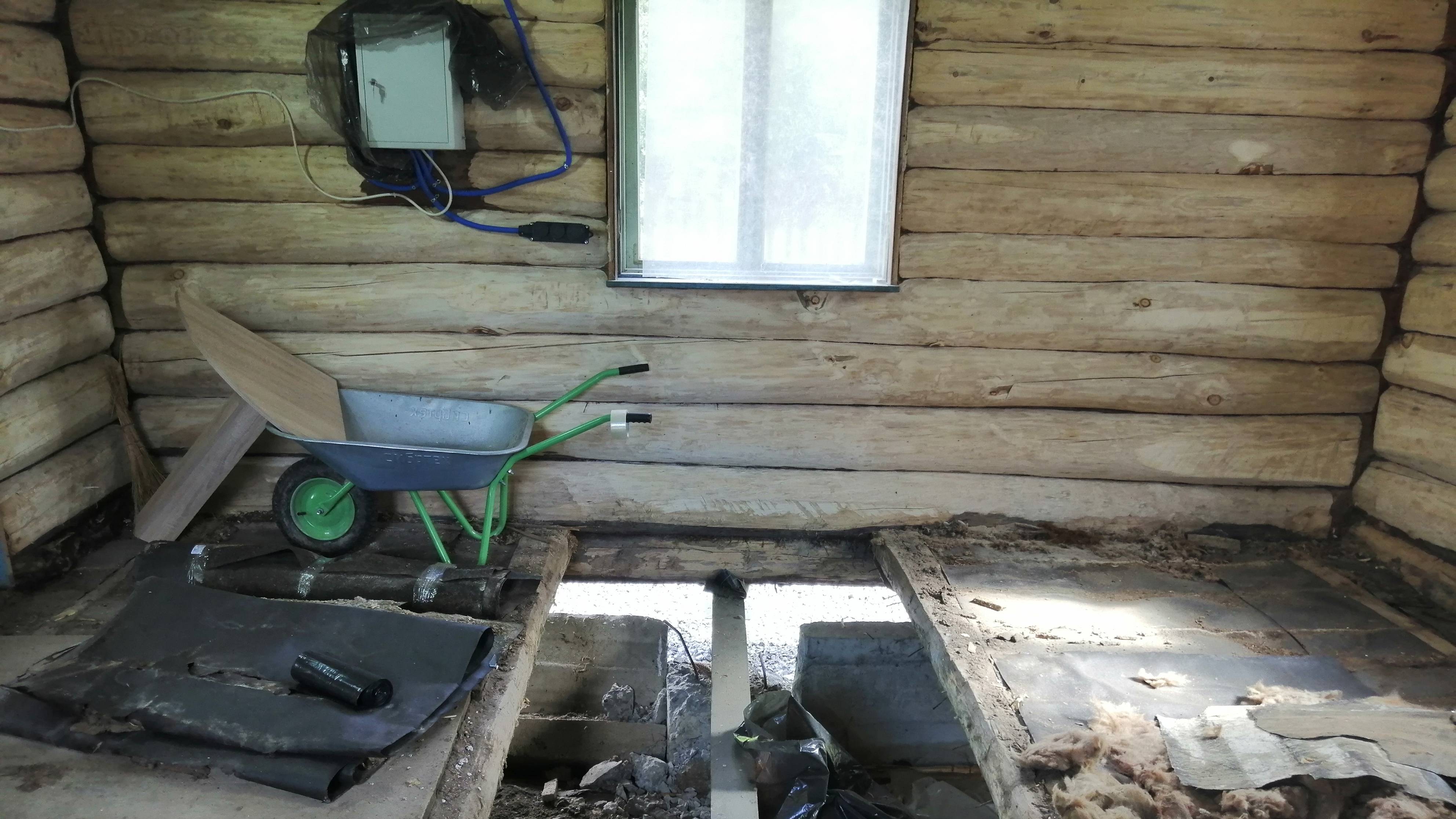 Дача за 150.000 - 12 серия: Замена полов в доме из бревна часть 1.