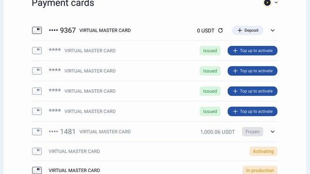 Bitbanker Virtual Payment Cards