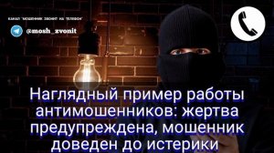 Наглядный пример работы антимошенников: жертва предупреждена, мошенник доведен до истерики