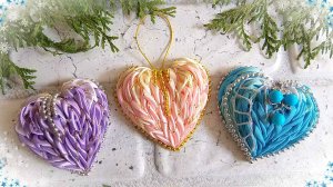 Сердечко из узких лент своими руками. Сувенирчик, ёлочная игрушка или игольница.