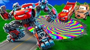 Трансформация радужной ямы в "Большом и маленьком": Молния Маккуин и его мать-Буксировщица против ма