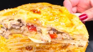 Несладкий сочный ПИРОГ с начинкой...🥧🥩🍅😋    Рецепт в описании ✍️