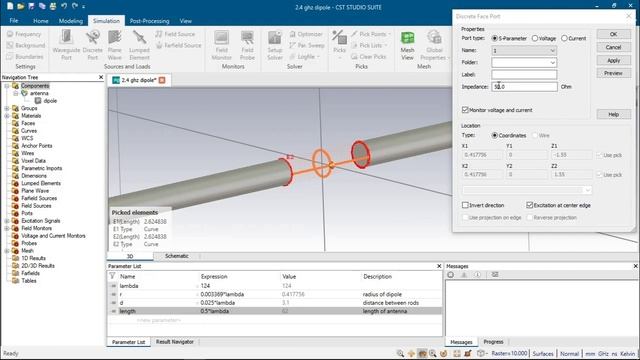 2.4 GHz Dipole Antenna Design in CST смотреть онлайн