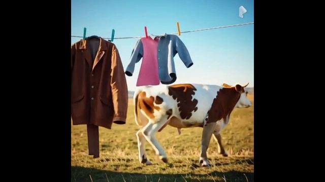 🐄 БЕЛЬЁ-КОРОВА: СМЕШНОЕ ПРЕВРАЩЕНИЕ НА ВЕРЁВКЕ! 🌈👕