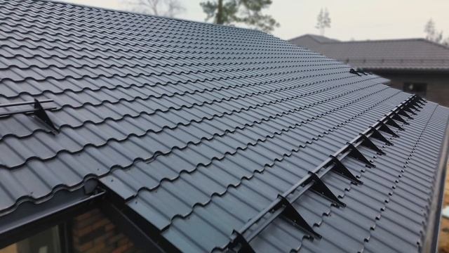 Объект с металлочерепицей "Голландия", RAL 9005 смотреть онлайн