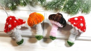 Грибочки из синельной проволоки. Ёлочные игрушки из синельной проволоки своими руками.