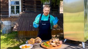 Насыщенная и вкусная жизнь на хуторе в лесу | Варёно-копчёная рулька с Hobbi Smoke  #хутор
