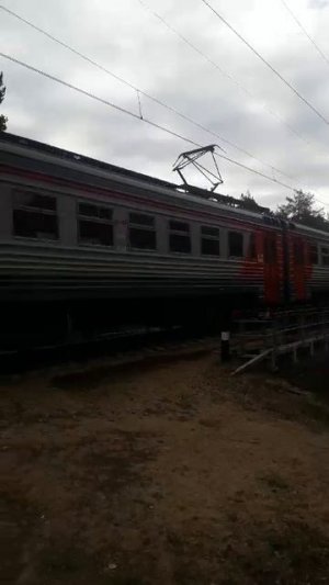 Электропоезд ЭТ2М 110 проследует по перегону Белоостров - Сестрорецк