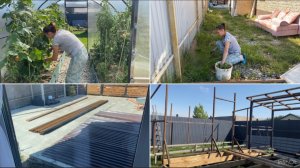 ЗАГОРОДНАЯ ЖИЗНЬ// РАБОТА НА УЧАСТКЕ И В ТЕПЛИЦЕ// СТРОИМ САРАЙ// КАРКАС ПОЧТИ ГОТОВ💪🏻