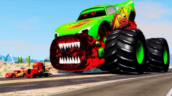 ГИГАНТСКИЙ МОНСТР - ТРАК , ЗАЖИГАЮЩИЙ ПОЖИРАТЕЛЯ МАККУИНА ПРОТИВ МАШИНЫ