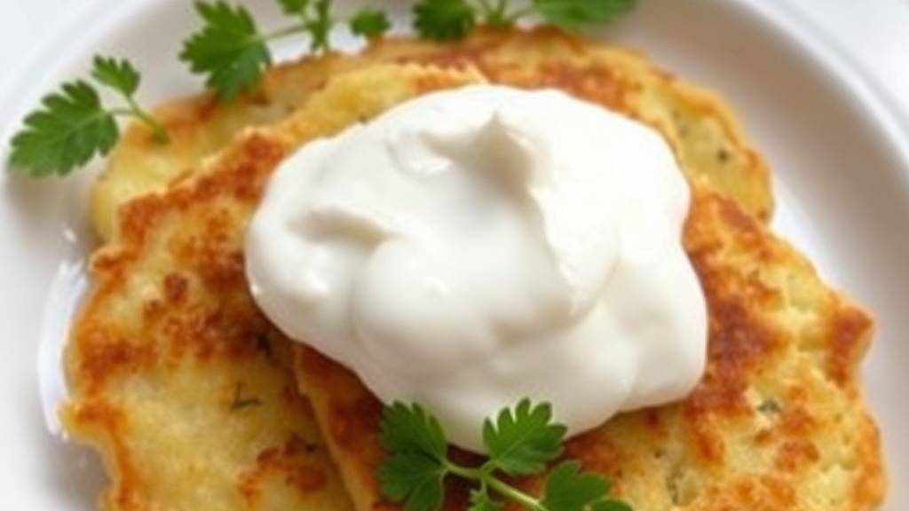 Драники из картошки на тарелке со сметаной смотреть онлайн