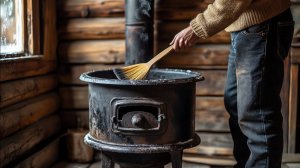 Очередная уборка в доме  и чистка русской печи от сажи и золы.