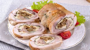 🍗Куриный Рулет (из целой курицы) с Адыгейским сыром, Грибами и Шпинатом на праздничный стол😋